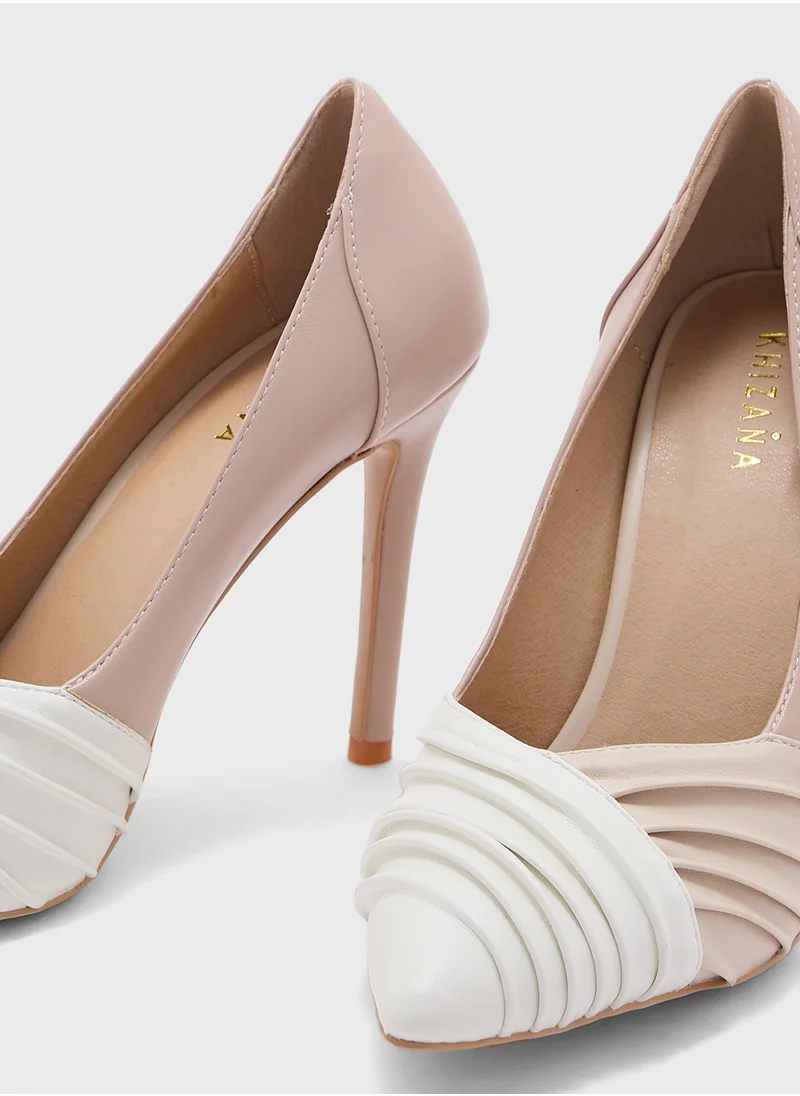 Khizana Colourblock Gathered Pointed Pump