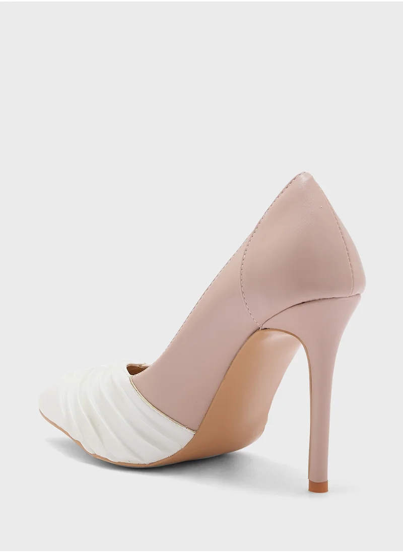 Khizana Colourblock Gathered Pointed Pump