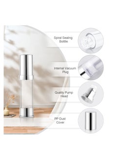 Generic 8 Pack 10ml/0.34oz Refillable Plastic Airless Pump Bottles, Mini Spray Dispenser for Travel, Perfect for Foundation, Essence, Gel, Emulsion, and Toiletries Samples.  - Image 2