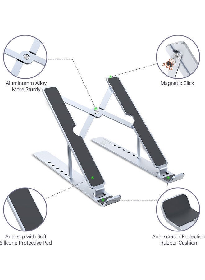 NIBEMINENT Adjustable Aluminum Tablet Stand Silver/Black  - Image 2