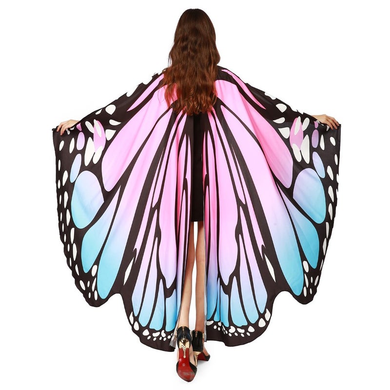 Women Halloween Party Butterfly Wings Shawl For Adult Festival Costume Wear Dress Up Cape,Soft Fabric Butterfly Shawl Fairy Ladies Nymph Pixie Festival Rave Dress Up Costume Accessory - Image 4
