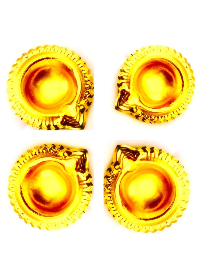 Pack Of 4 Metal Diya Lamp Golden Color 2.5 Inch Each - Image 1