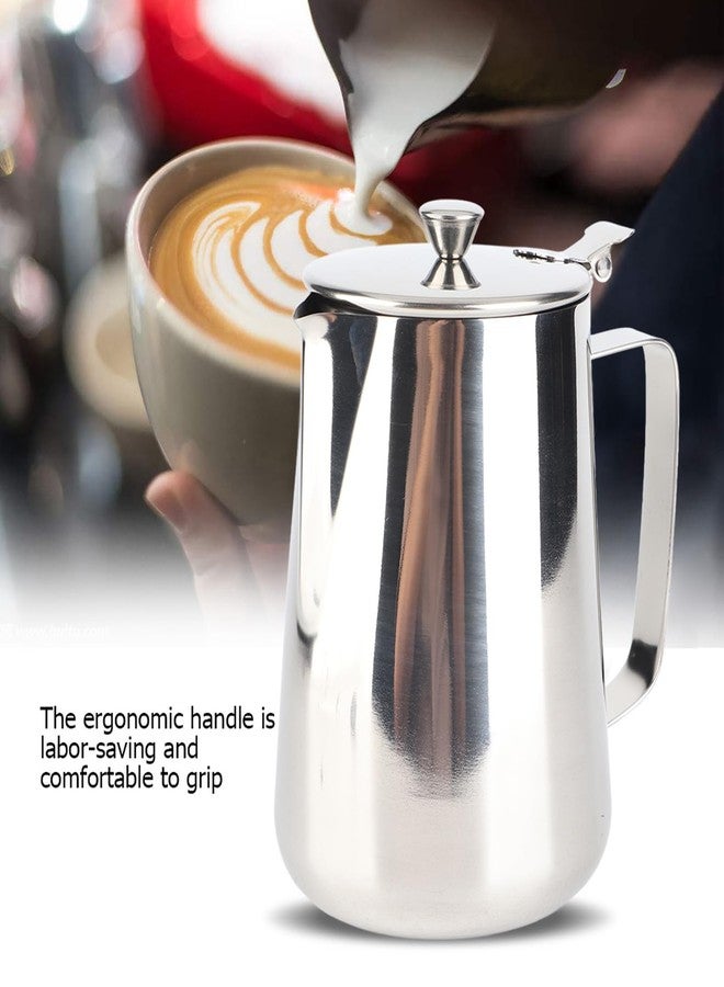 HAOHIZE Milk Frothing Pitcher, Milk container Stainless Steel Coffee Cup Mug Milk Frothing Pitcher Jug with Lid for Latte Coffee Art for Office Kitchen (1500ML) - Image 3