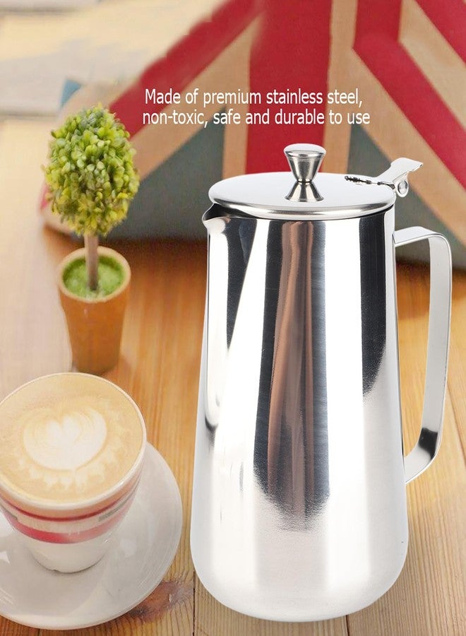 HAOHIZE Milk Frothing Pitcher, Milk container Stainless Steel Coffee Cup Mug Milk Frothing Pitcher Jug with Lid for Latte Coffee Art for Office Kitchen (1500ML) - Image 4