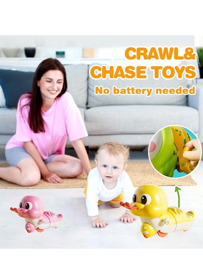 Baby crawling toys, [2 sets in pink and yellow] Electric crawling toys, baby prone time music toys, baby crawling and head-lifting educational toys, 0-3-6 months baby music crawling toys, 7-8, 9-10, 12-18 months baby music crawling toys, early education lighting music walking toys, ideal gifts for children - Image 3
