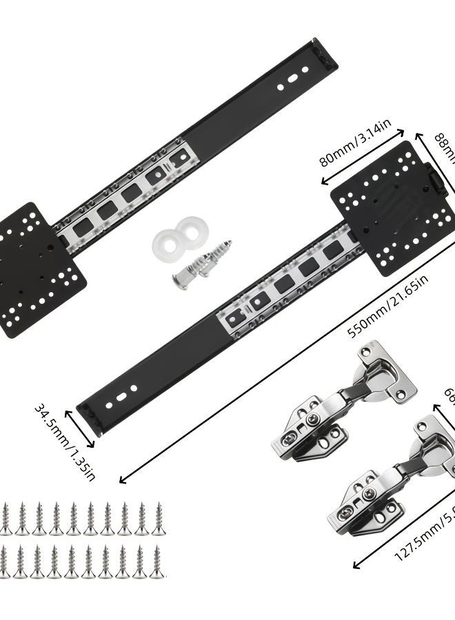 400mm 2 Slide Rails 2 Hinges Heavy Duty Pocket Door Sliding System Kit - Image 4