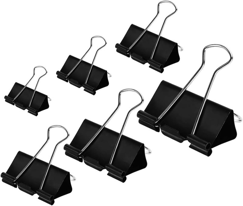 DSTELIN Binder Clips Paper Clamps Assorted Sizes 100 Count (Black), X Large, Large, Medium, Small, X Small and Micro, 6 Sizes in One Pack, Meet Your Different Using Needs. - Image 1
