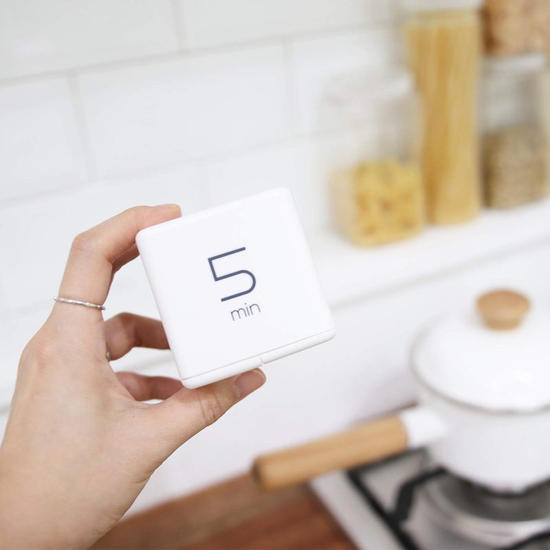 mooas Cube Timer (White), Timers Cube Flip Block Timers Productivity Gravity Sensor Time Management for Kids ADHD Classroom Kitchen Desk Workout Cooking Study 5, 15, 30, 60 min Timer Setting - Image 3