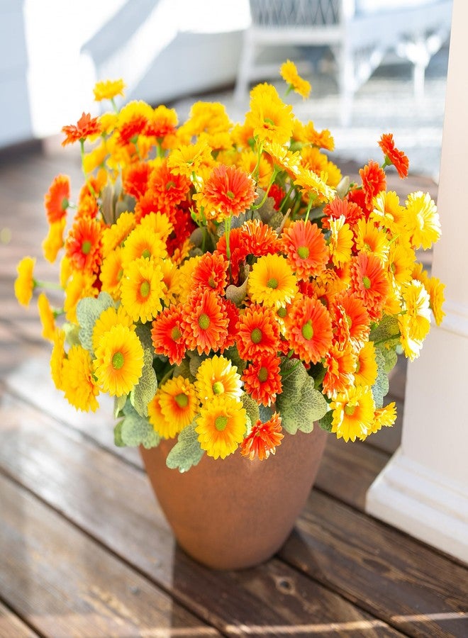 HyeFlora Artificial Dahlia Flowers Faux Flowers Plants for Outdoors Decor, 6 Bundles Fake Dahlia Silk Flowers for Outside Realistic UV Resistant for Planter Front Door Porch Patio Balcony Yard, Orange Yellow - Image 3