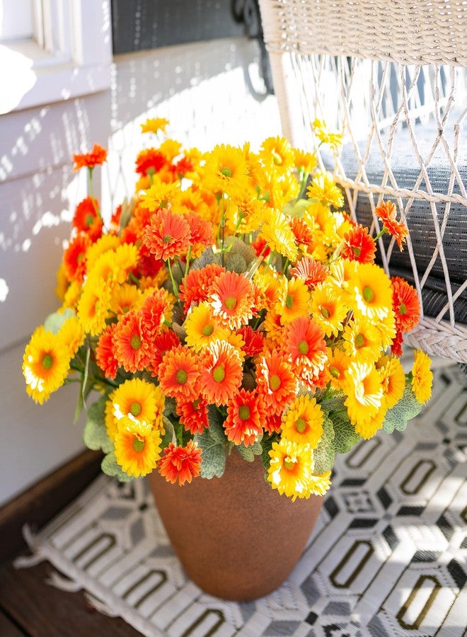HyeFlora Artificial Dahlia Flowers Faux Flowers Plants for Outdoors Decor, 6 Bundles Fake Dahlia Silk Flowers for Outside Realistic UV Resistant for Planter Front Door Porch Patio Balcony Yard, Orange Yellow - Image 4