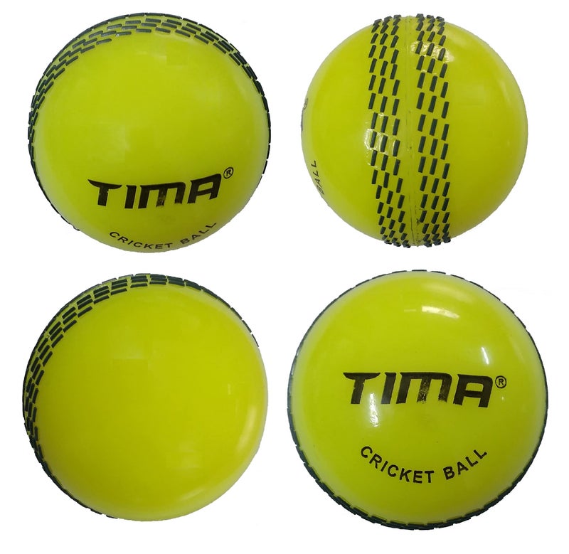 TIMA Sports Fun Poly Hard Synthetic Red Cricket Ball (Yellow Pack of 4) - Image 1