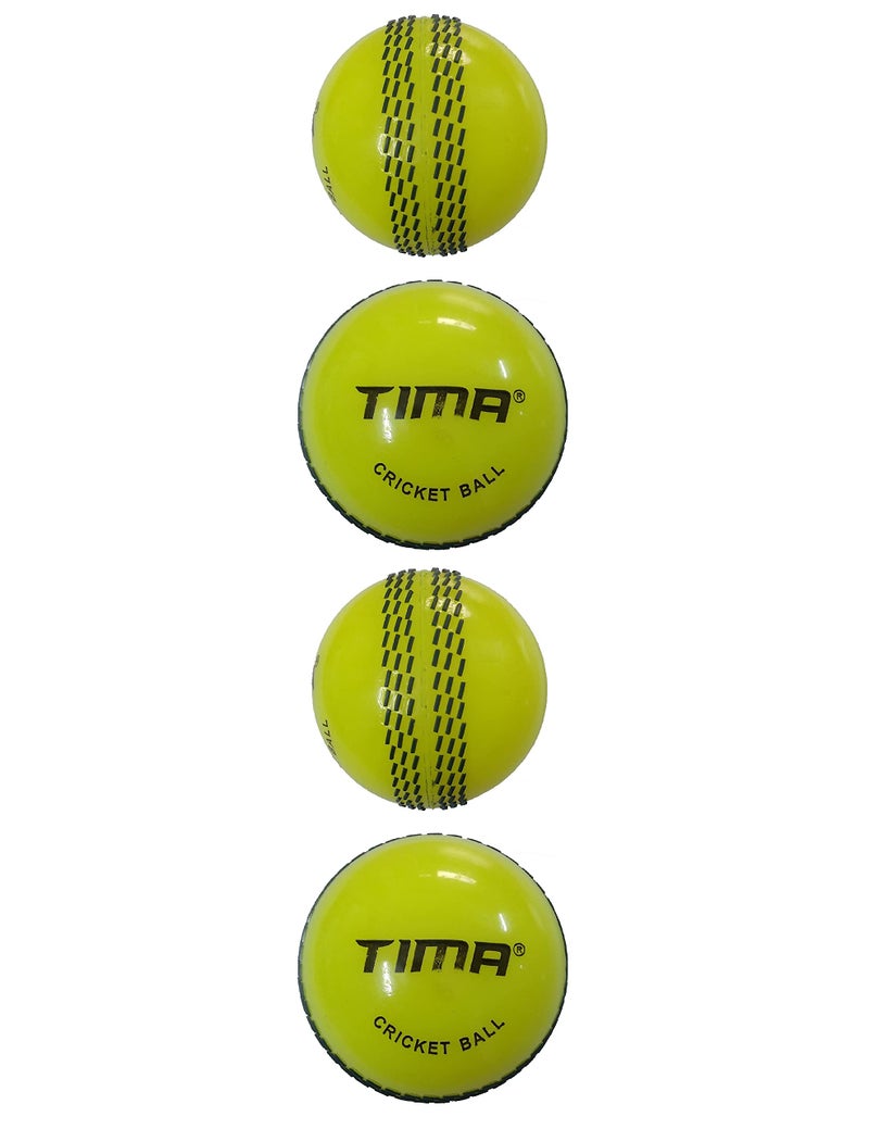 TIMA Sports Fun Poly Hard Synthetic Red Cricket Ball (Yellow Pack of 4) - Image 3