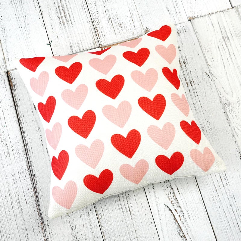 ONWAY Valentine's Day Pillow Cover 18x18 Red Pink Heart Decoration Valentine Lumbar Throw Cushion Case for Bedroom Sofa Couch Home Decor - Image 4