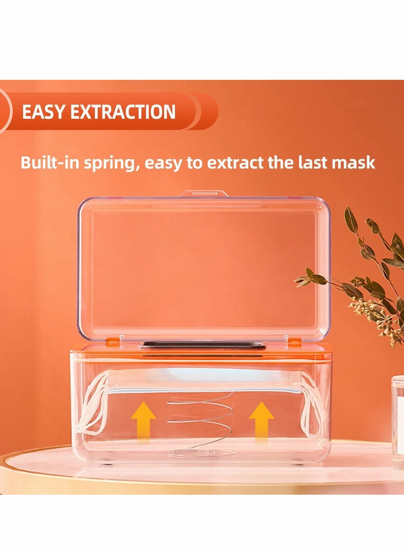صندوق تخزين الأقنعة مع غطاء ونابض سلكي، حاوية أقنعة أكريليك شفافة للمكتب والمنزل، منظم للأقنعة الوجه وحامل المناديل - Image 5