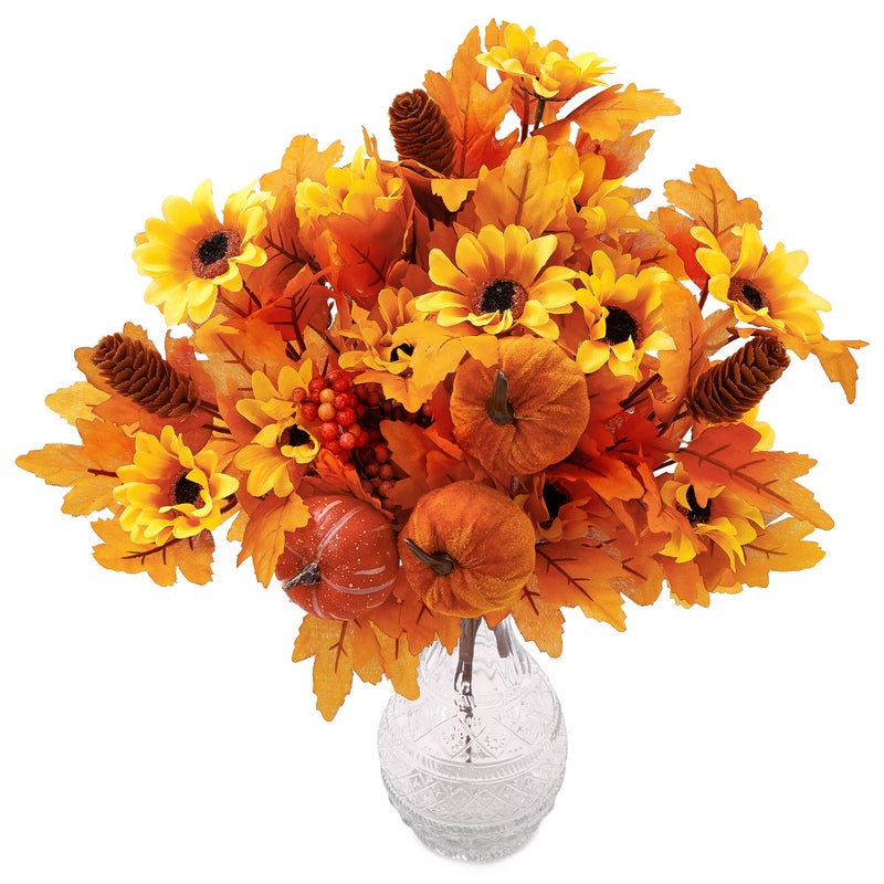 Partyjoy Party Joy 4pcs فرع اليقطين لورق القيقب الاصطناعي مع فرع الأزهار التوت والأشعة - Image 1