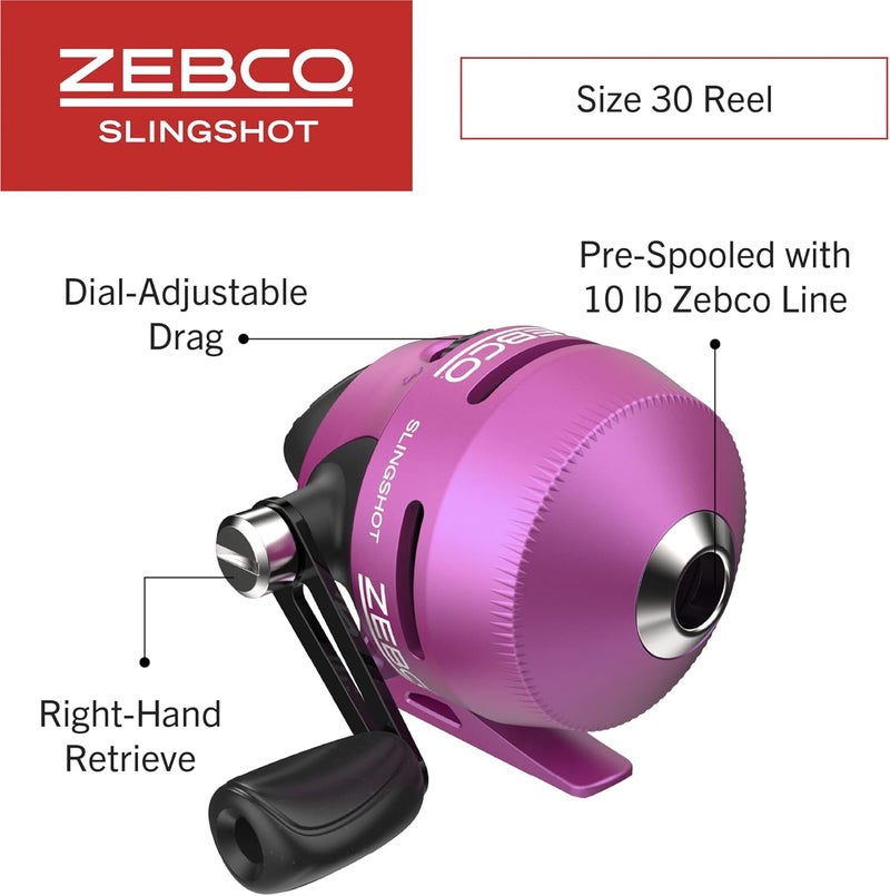 Zebco Slingshot Spincast Reel and Fishing Rod Combo, 5-Foot 6-Inch 2-Piece Fishing Pole, Size 30 Reel, Right-Hand Retrieve, Pre-Spooled with 10-Pound Line - Image 3