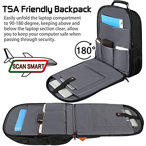 Mogplof 18.4 Laptop Backpack Women Men, 55L-60L Flight Approved Extra Large Travel Backpack RFID Anti Theft and TSA Friendly Backpack, Water Resistant College School Heavy Duty With USB Charging Port, Orange - Image 3