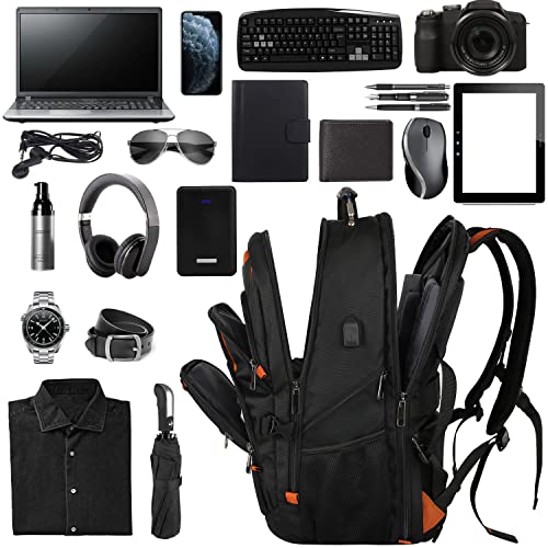 Mogplof 18.4 Laptop Backpack Women Men, 55L-60L Flight Approved Extra Large Travel Backpack RFID Anti Theft and TSA Friendly Backpack, Water Resistant College School Heavy Duty With USB Charging Port, Orange - Image 2