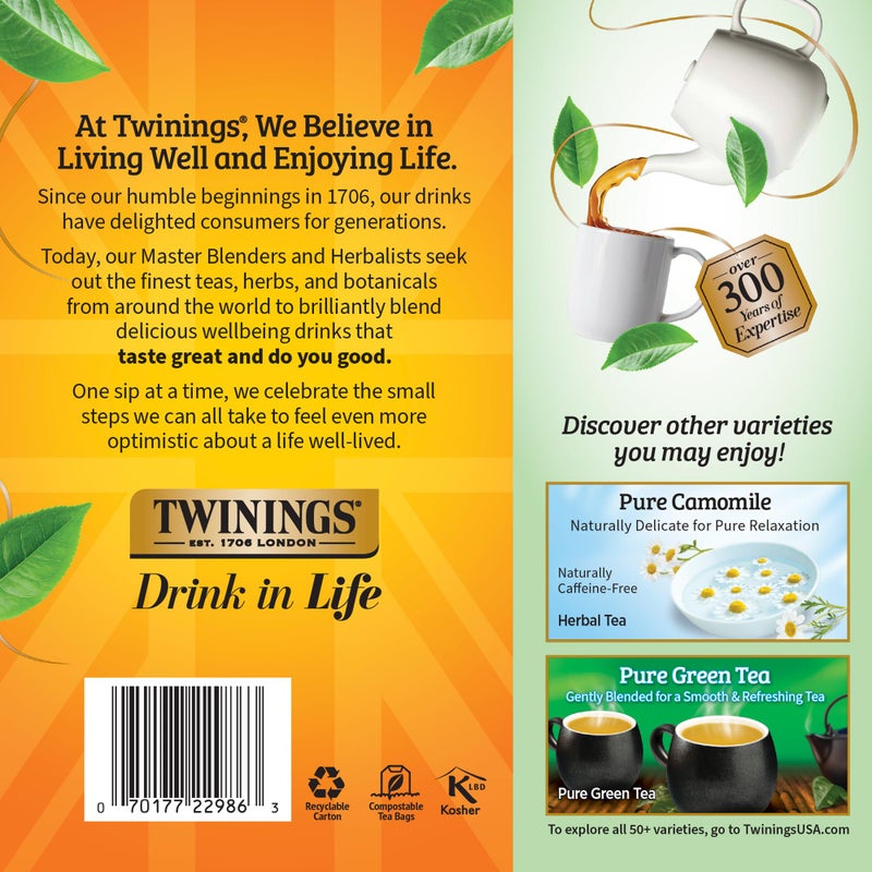 Twinings Pure Peppermint Herbal Tea Individually Wrapped Bags, 100 Count (Pack of 1), Fresh Minty Flavour, Naturally Caffeine-Free, Enjoy Hot or Iced, 100 Teabags - Image 5
