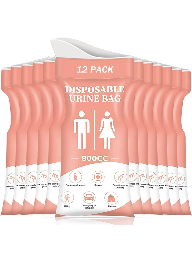12 Pcs Disposable Urine Bag, 800ML Portable Emergency Pee Bags for Travel, Women/Men Vomit Bags Urinal Toilet for Car Camping, Road Trip, Traffic Jams, Pregnant, Patient, Kids - Image 1