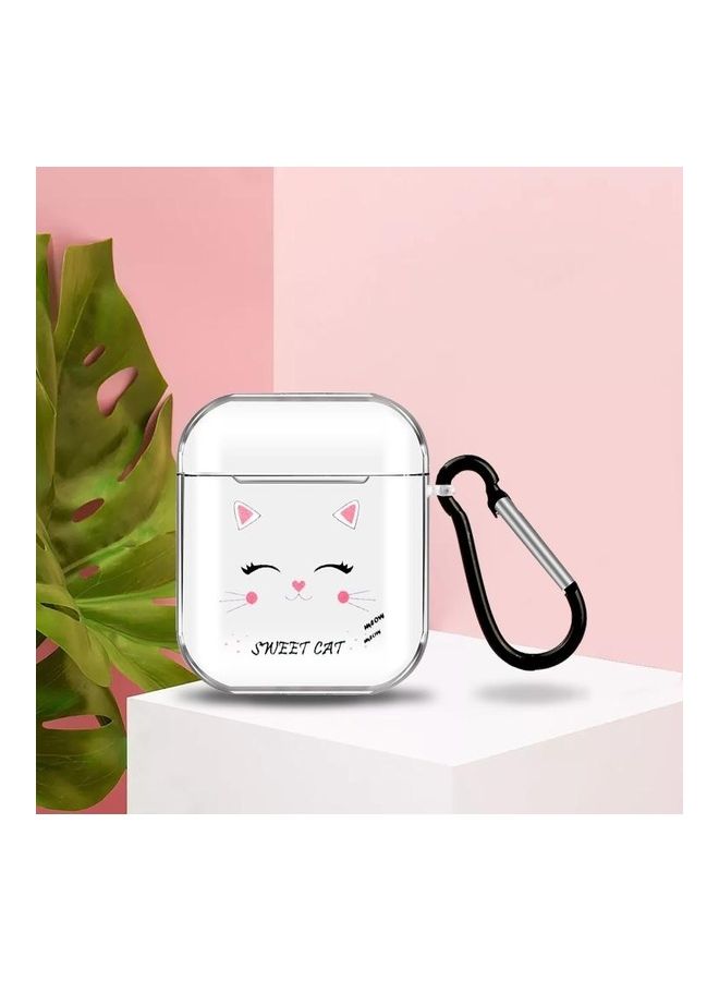 Cartoon Cat Pattern Earphone Case with Keychain For Apple AirPods 1/2 Generation Pink/Black/White - Image 5
