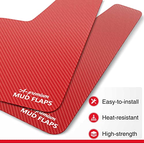 A-Premium 2 Pcs Red Universal Splash Guards Mud Flaps Mudflaps Mudguard Fender Flares for Car Sedan Coupe with Hardware Front or Rear - Image 4