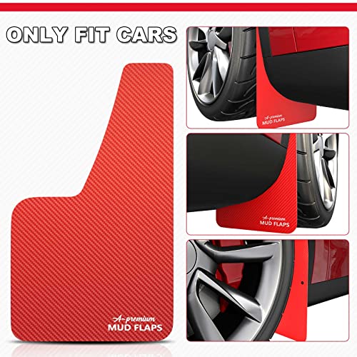 A-Premium 2 Pcs Red Universal Splash Guards Mud Flaps Mudflaps Mudguard Fender Flares for Car Sedan Coupe with Hardware Front or Rear - Image 5