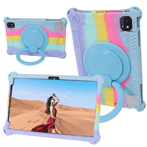 ALHBEJT Tablet Case for TCL 10 Tab Max 1036 inch 4G 9295G 9296G 9295Soft AntiStress Silicone Case with Rotate StandPencil HolderShoulder StrapPen for TCL 10 Tab Max 1036inch Colorful Light Blue - Image 3