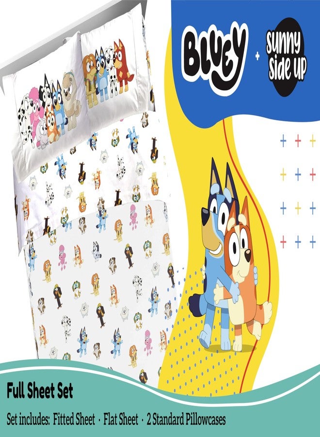 Sunny Side Up Bluey & Friends Full Sheet Set - 4 Piece Kids Bedding Set Includes Pillow Cover - Super Soft Microfiber Sheets - Image 2