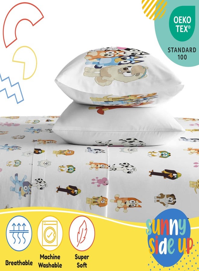 Sunny Side Up Bluey & Friends Full Sheet Set - 4 Piece Kids Bedding Set Includes Pillow Cover - Super Soft Microfiber Sheets - Image 4