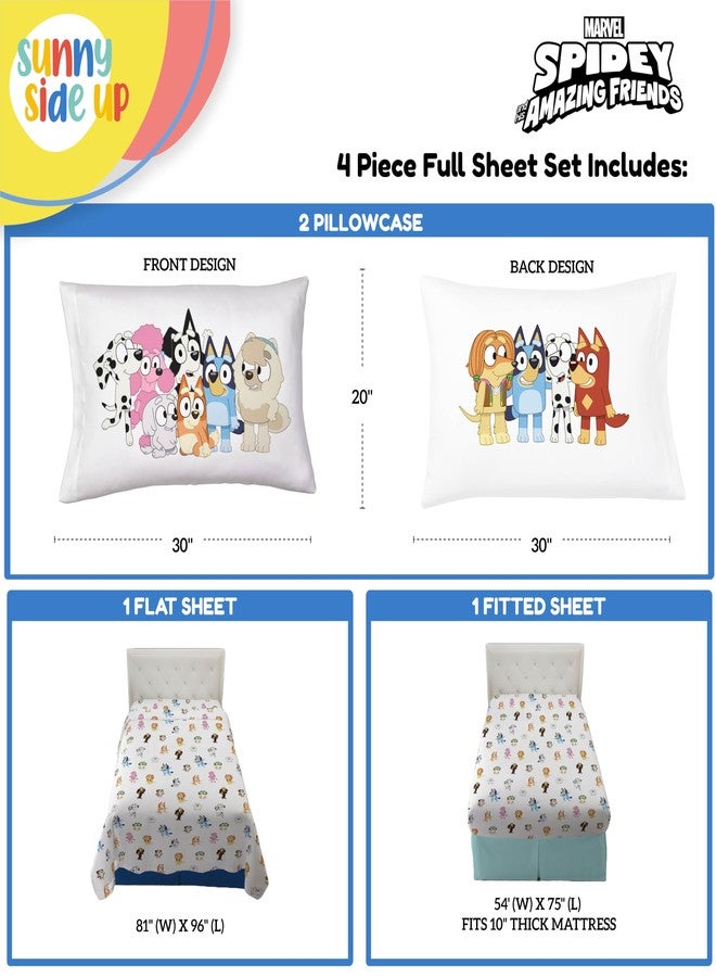 Sunny Side Up Bluey & Friends Full Sheet Set - 4 Piece Kids Bedding Set Includes Pillow Cover - Super Soft Microfiber Sheets - Image 3