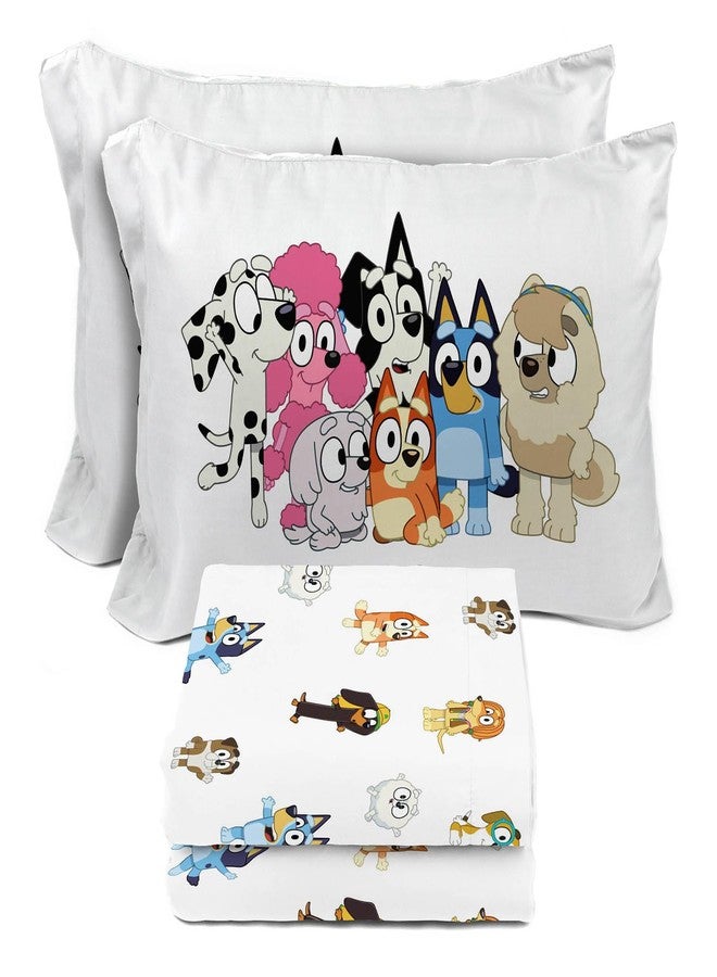 Sunny Side Up Bluey & Friends Full Sheet Set - 4 Piece Kids Bedding Set Includes Pillow Cover - Super Soft Microfiber Sheets - Image 1