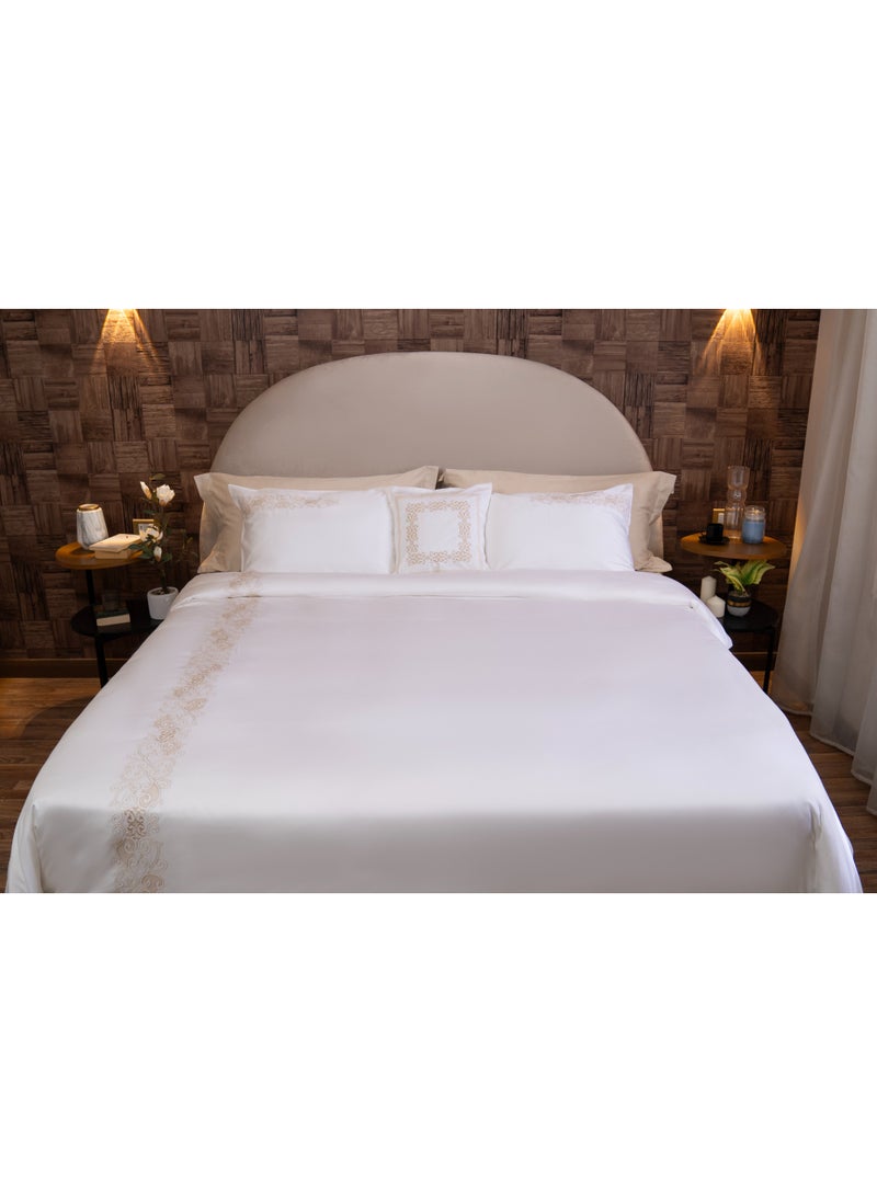 TM HOME TM Home “Islamic Motifs” 7-Piece Embroidered Duvet Cover Set – 100% Egyptian Cotton – 600TC – 450,000-Stitch Royal Craftsmanship  - Image 2