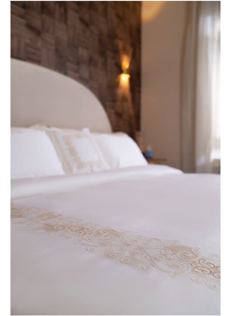 TM HOME TM Home “Islamic Motifs” 7-Piece Embroidered Duvet Cover Set – 100% Egyptian Cotton – 600TC – 450,000-Stitch Royal Craftsmanship  - Image 4