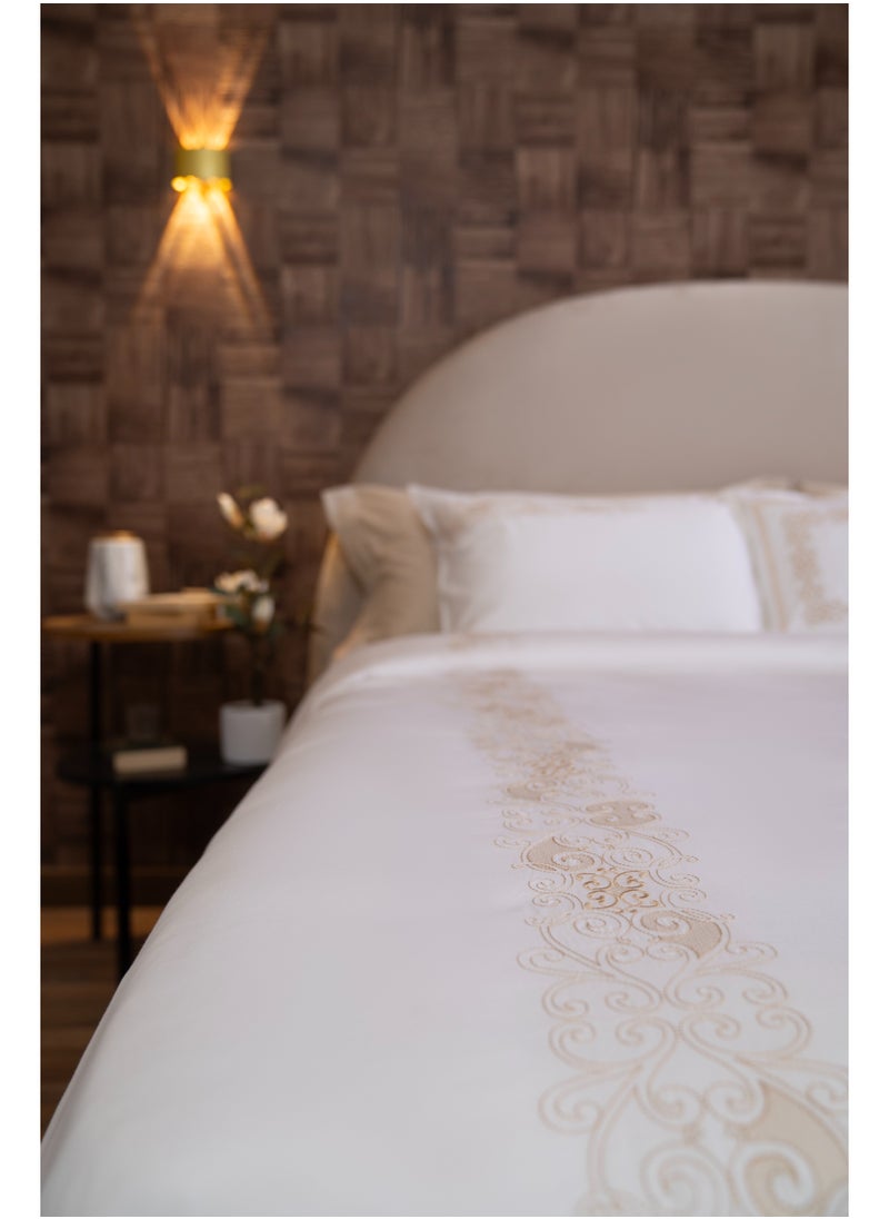 TM HOME TM Home “Islamic Motifs” 7-Piece Embroidered Duvet Cover Set – 100% Egyptian Cotton – 600TC – 450,000-Stitch Royal Craftsmanship  - Image 3