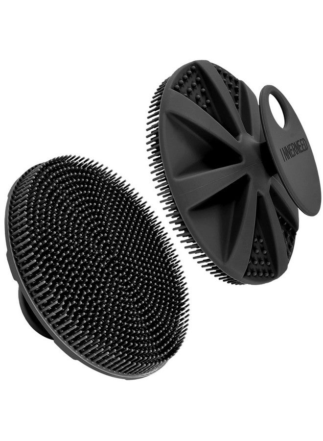 Innerneed Foodgrade Soft Silicone Body Scrubber Shower Brush Handheld Cleansing Skin Brush Gentle Exfoliating And Lather Well (Black) - Image 1