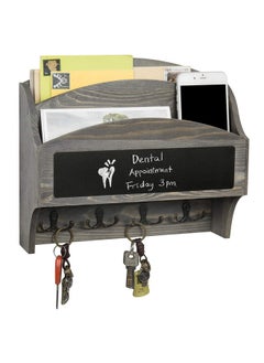 MyGift 2Compartment Vintage Gray Wood Wall Mounted Entryway Mail Organizer Letter Sorter With Chalkboard Label Surface And 4 Double Key Hooks  - Image 1