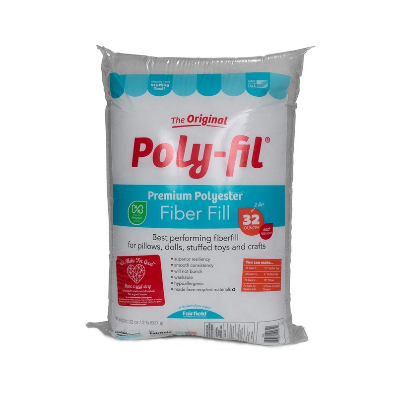 Poly-Fil Fairfield The Original Poly-Fil, Premium Polyester Fiber Fill, Soft Pillow Stuffing, Stuffing for Stuffed Animals, Toys, Cloud Decorations, and More, Machine-Washable Poly-Fil Fiber Fill, 32-ounce Bag - Image 1