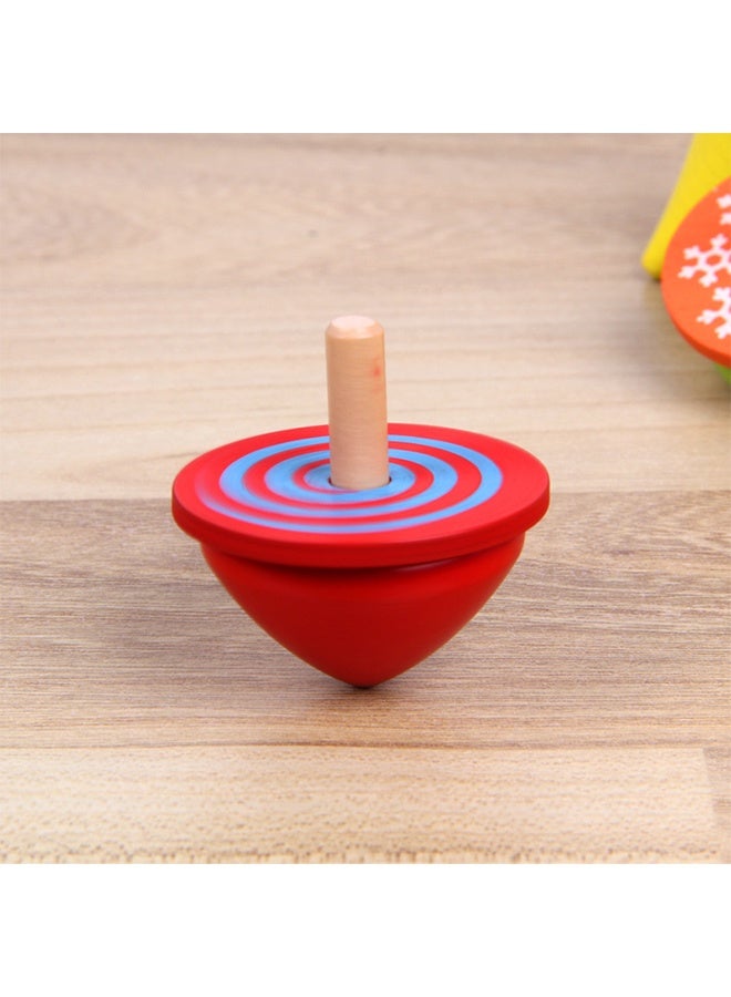 4-Piece Educational Wooden Gyro Spinning Top Toy Set - Image 3