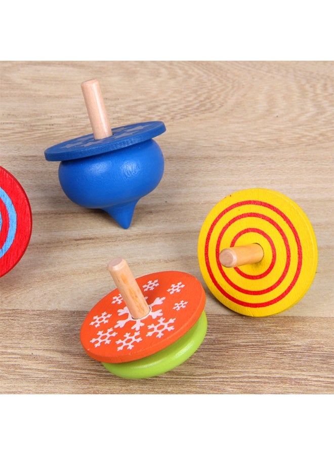 4-Piece Educational Wooden Gyro Spinning Top Toy Set - Image 2
