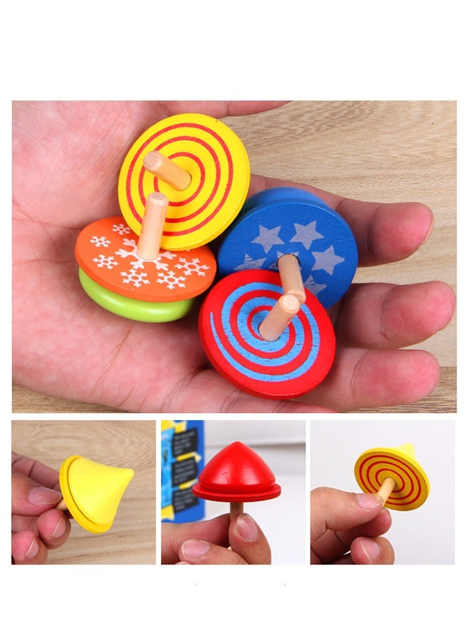 4-Piece Educational Wooden Gyro Spinning Top Toy Set - Image 5