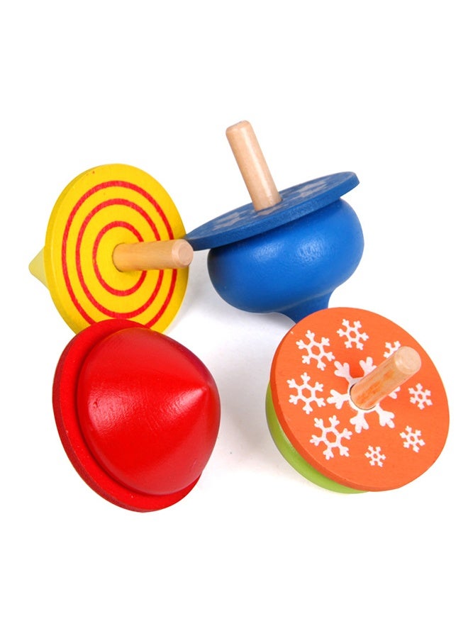 4-Piece Educational Wooden Gyro Spinning Top Toy Set - Image 1