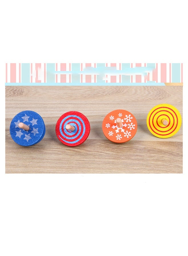 4-Piece Educational Wooden Gyro Spinning Top Toy Set - Image 4