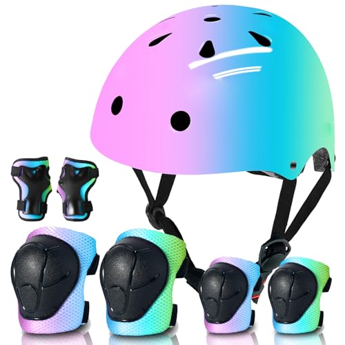 JEEFREE Adjustable Color Gradient Toddler Kids Bike Helmet for 3-5-8-14+Ages Girls Boys.Skateboard Bicycle Toddler Helmet 2-4 Years for Multi-Sports Cycling Scooter Inline Roller Skates Rollerblading - Image 1