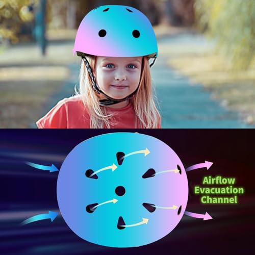 JEEFREE Adjustable Color Gradient Toddler Kids Bike Helmet for 3-5-8-14+Ages Girls Boys.Skateboard Bicycle Toddler Helmet 2-4 Years for Multi-Sports Cycling Scooter Inline Roller Skates Rollerblading - Image 5