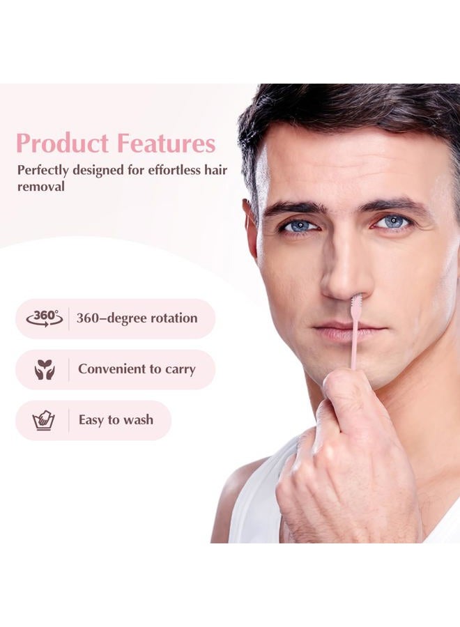 FLATRI 5PCS 2-in-1 Nasal Hair Cutter, 360° Rotating Nose Hair Trimmer Double Sided, Portable Nose Trimmer Manual for Women and Men(Pink) - Image 3