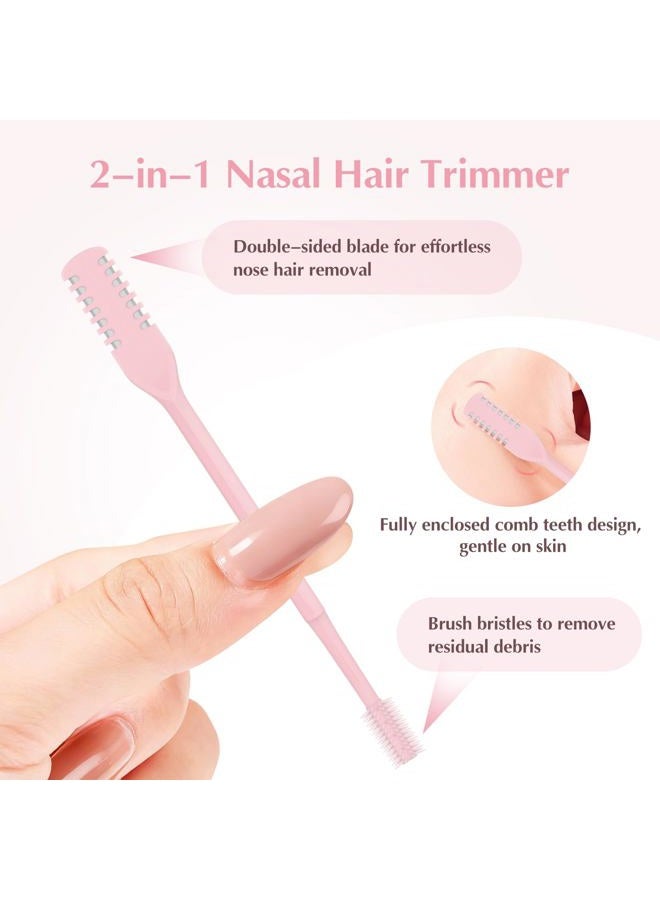 FLATRI 5PCS 2-in-1 Nasal Hair Cutter, 360° Rotating Nose Hair Trimmer Double Sided, Portable Nose Trimmer Manual for Women and Men(Pink) - Image 2