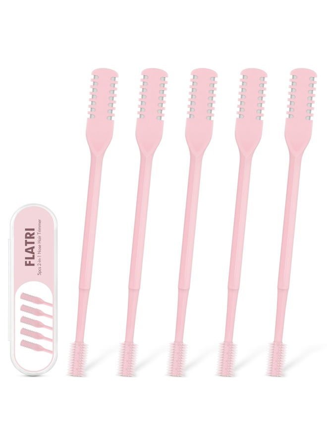 FLATRI 5PCS 2-in-1 Nasal Hair Cutter, 360° Rotating Nose Hair Trimmer Double Sided, Portable Nose Trimmer Manual for Women and Men(Pink) - Image 1