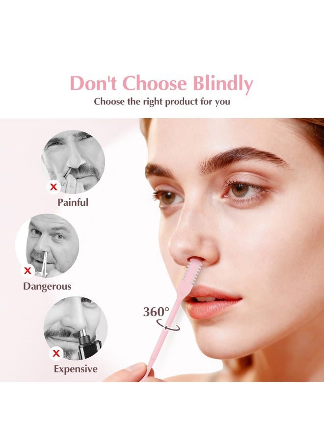 FLATRI 5PCS 2-in-1 Nasal Hair Cutter, 360° Rotating Nose Hair Trimmer Double Sided, Portable Nose Trimmer Manual for Women and Men(Pink) - Image 4