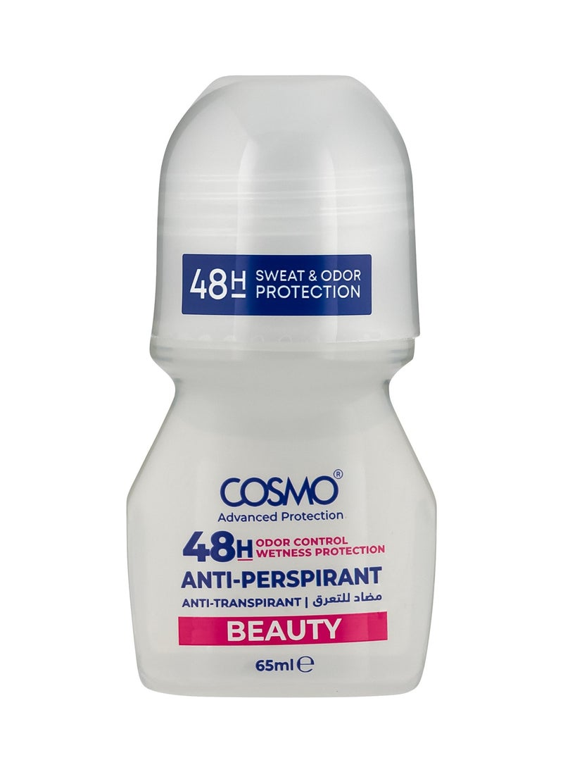 COSMO Cosmo Skin Care Beauty Antiperspirant Roll On 65ml, 48H Protection, Anti-Transpirant, Sweat & Odor Control, Wetness Protection, Deodorant 